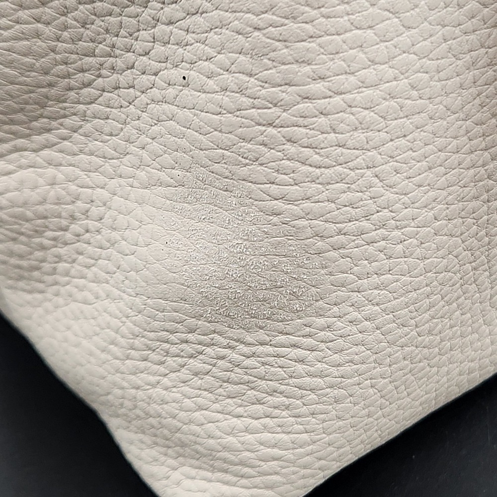 Fossil White Leather Handbag Tote | Tan Straps | Pebbled Leather Classic Stitch - Picture 4 of 11